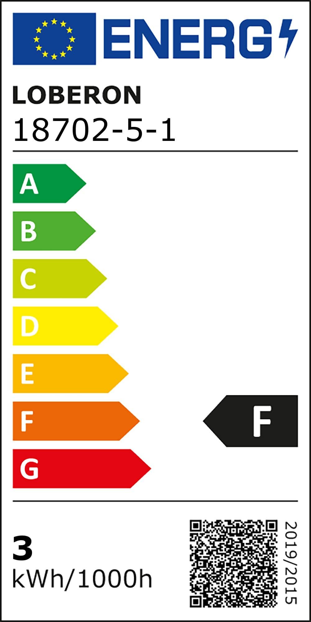 Classe di efficienza energetica del prodotto: F